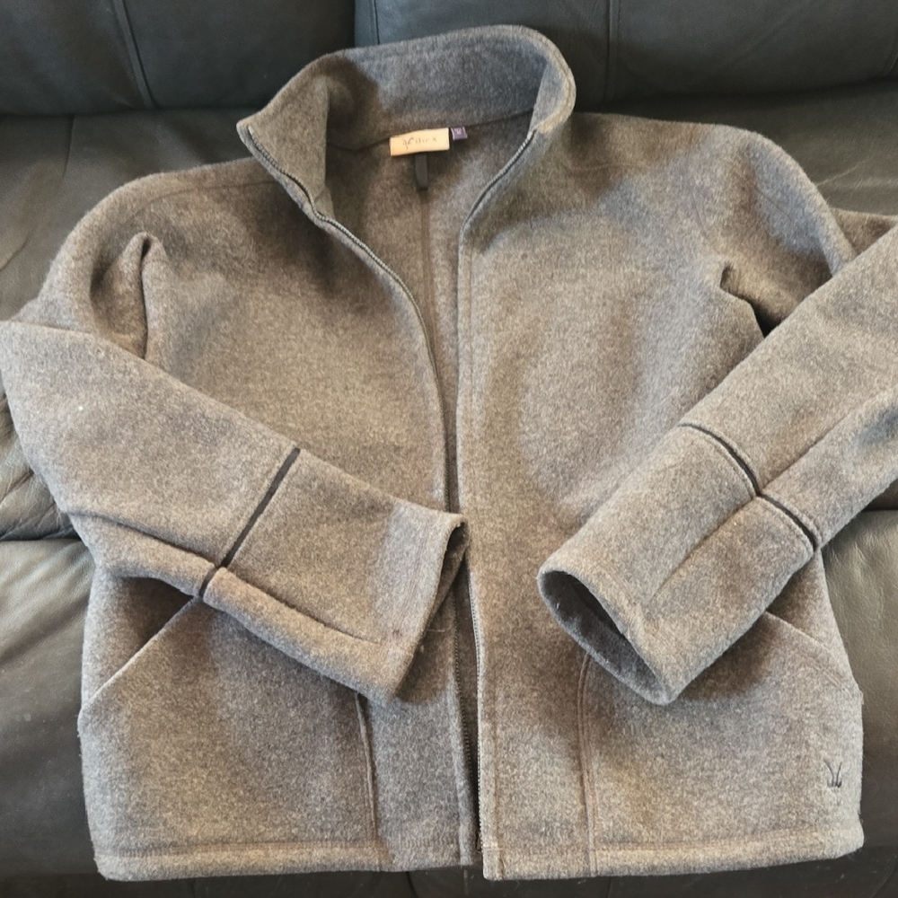 Women's Ibex wool zip jacket.